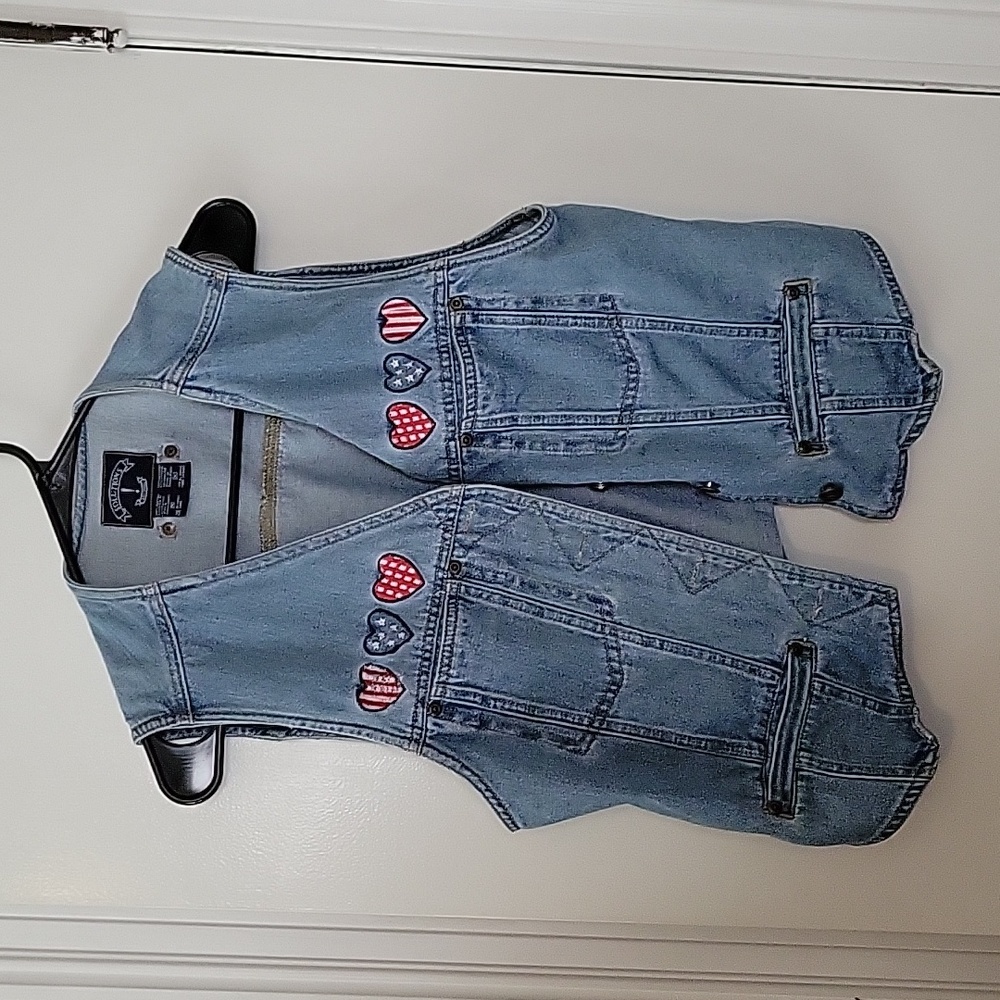 Vintage American Sweetheart Embroidered Jean Vest Size M